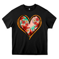 Black floral orange glitter heart Heavy Core Tee - Jasminsmagicworld