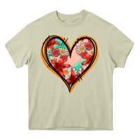 Mossy floral orange glitter heart Heavy Core Tee - Jasminsmagicworld