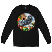 Black ameraucana rooster christmas Long Sleeve Tee - LillyAllenDesigns