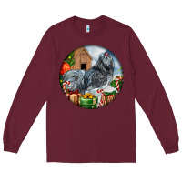 Burgundy ameraucana rooster christmas Long Sleeve Tee - LillyAllenDesigns