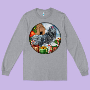 Ameraucana Rooster Christmas Long Sleeve Tee Designed By Lillyallendesigns