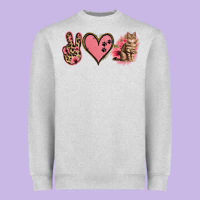 Peace Love Cats Heavyweight Sweatshirt Designed By Jasminsmagicworld