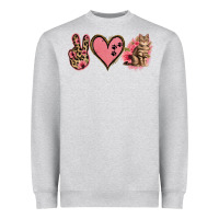 Heather Grey Peace Love Cats Heavyweight Sweatshirt - Jasminsmagicworld