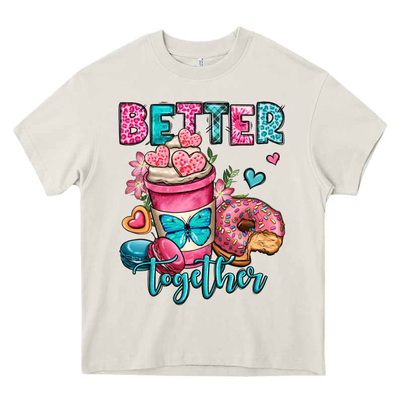 Better Together Donut And Coffee Valentines Day Heavy Core Tee by OliviaCreatesArt | Teevron