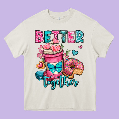 Better Together Donut And Coffee Valentines Day Heavy Core Tee Designed By Oliviacreatesart