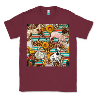 Burgundy Western Leopard Farm Animals Seamless Pattern Classic Tee - FaDigitalArtStudio