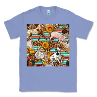 Colony Blue Western Leopard Farm Animals Seamless Pattern Classic Tee - FaDigitalArtStudio