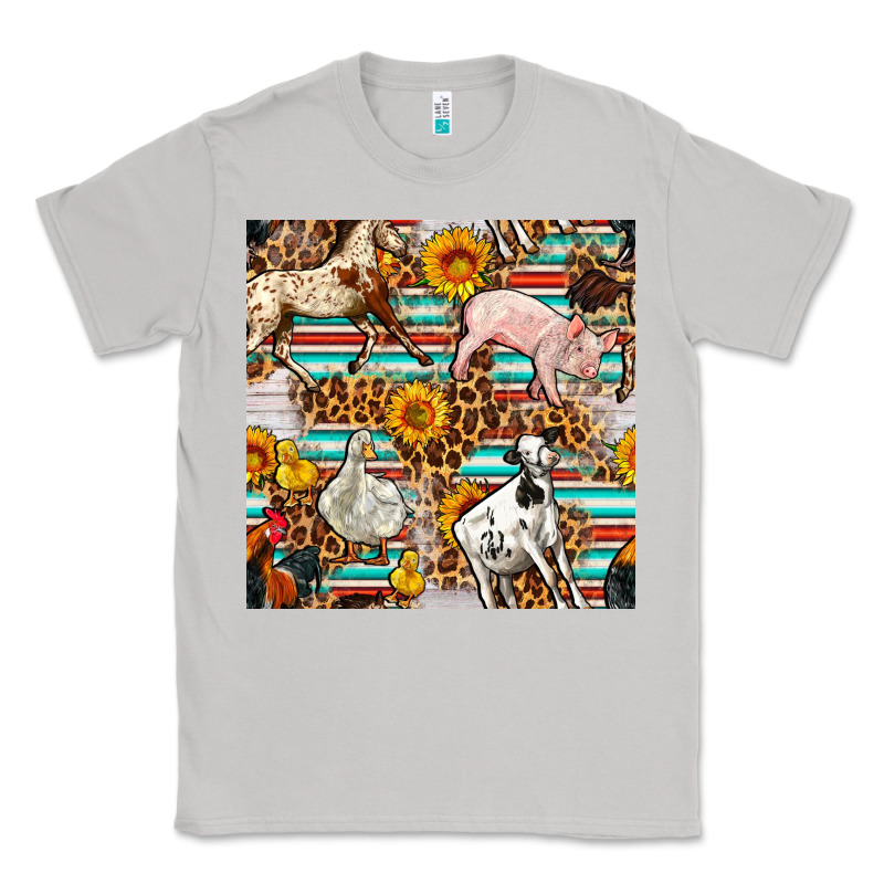 Western Leopard Farm Animals Seamless Pattern Classic Tee by FaDigitalArtStudio | Teevron