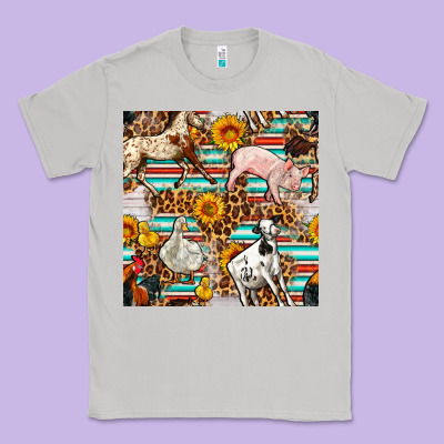 Western Leopard Farm Animals Seamless Pattern Classic Tee Designed By Fadigitalartstudio