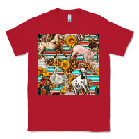 Red Western Leopard Farm Animals Seamless Pattern Classic Tee - FaDigitalArtStudio