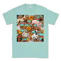 Seafoam Western Leopard Farm Animals Seamless Pattern Classic Tee - FaDigitalArtStudio