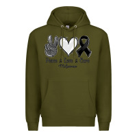 Army Green Peace Love Cure Melanoma Cancer Premium Hoodie - Jasminsmagicworld