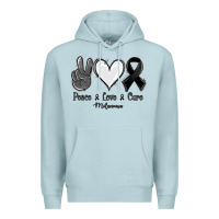 Blue Mist Peace Love Cure Melanoma Cancer Premium Hoodie - Jasminsmagicworld