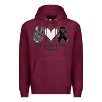 Burgundy Peace Love Cure Melanoma Cancer Premium Hoodie - Jasminsmagicworld