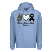 Colony Blue Peace Love Cure Melanoma Cancer Premium Hoodie - Jasminsmagicworld