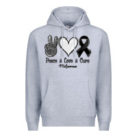 Heather Grey Peace Love Cure Melanoma Cancer Premium Hoodie - Jasminsmagicworld