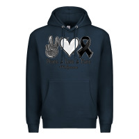 Navy Peace Love Cure Melanoma Cancer Premium Hoodie - Jasminsmagicworld