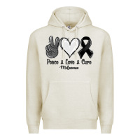 Oatmeal Heather Peace Love Cure Melanoma Cancer Premium Hoodie - Jasminsmagicworld