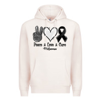 Pale Pink Peace Love Cure Melanoma Cancer Premium Hoodie - Jasminsmagicworld