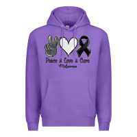 Purple Peace Love Cure Melanoma Cancer Premium Hoodie - Jasminsmagicworld