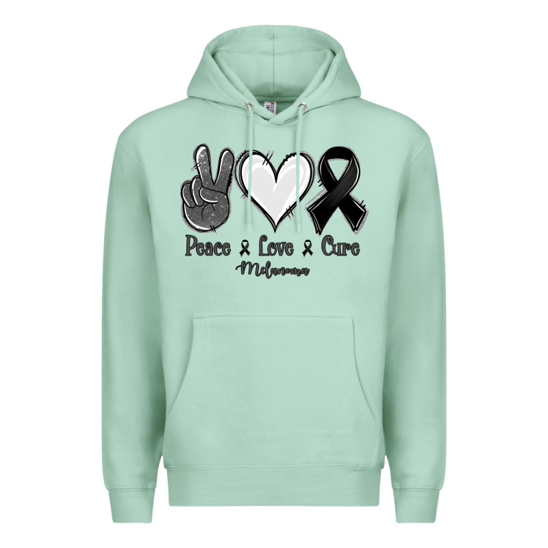 Peace Love Cure Melanoma Cancer Premium Hoodie by Jasminsmagicworld | Teevron