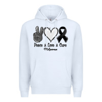 White Peace Love Cure Melanoma Cancer Premium Hoodie - Jasminsmagicworld