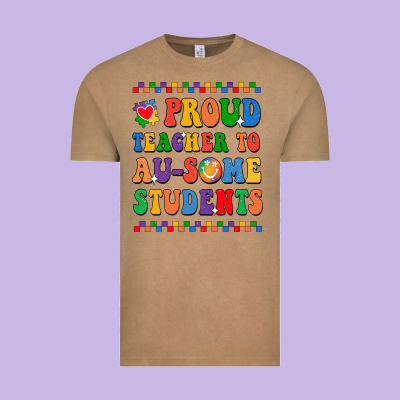 Proud Teacher To Au-some Student Vintage Tee Designed By Cowhidedigitalart
