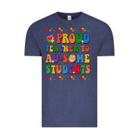 Vintage Denim Proud Teacher to au-some student Vintage Tee - CowhideDigitalArt