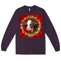 Plum christmas holstein calf face Long Sleeve Tee - LillyAllenDesigns