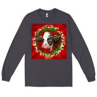 Smoke christmas holstein calf face Long Sleeve Tee - LillyAllenDesigns