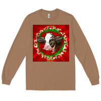 Toasted Coconut christmas holstein calf face Long Sleeve Tee - LillyAllenDesigns