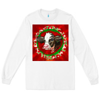 White christmas holstein calf face Long Sleeve Tee - LillyAllenDesigns