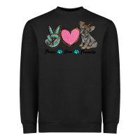 Black peace love frenchie Heavyweight Sweatshirt - RanaPortraitStore