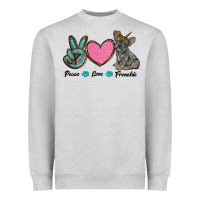 Heather Grey peace love frenchie Heavyweight Sweatshirt - RanaPortraitStore