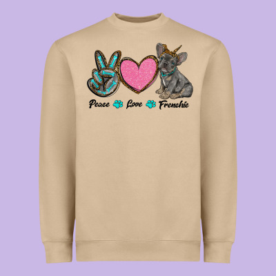 Peace Love Frenchie Heavyweight Sweatshirt Designed By Ranaportraitstore