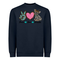 Navy peace love frenchie Heavyweight Sweatshirt - RanaPortraitStore