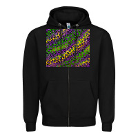 Black mardi gras leopard Zipper Hoodie - RanaPortraitStore