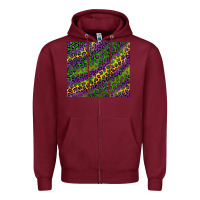 Burgundy mardi gras leopard Zipper Hoodie - RanaPortraitStore