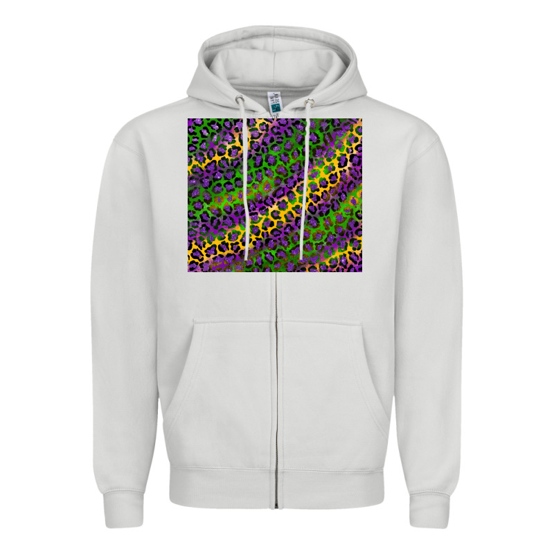 Mardi Gras Leopard Zipper Hoodie by RanaPortraitStore | Teevron