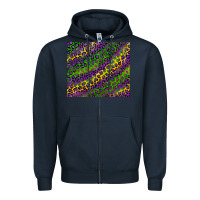 Navy mardi gras leopard Zipper Hoodie - RanaPortraitStore