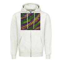 Oatmeal Heather mardi gras leopard Zipper Hoodie - RanaPortraitStore