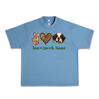 Pebble Blue Peace Love St. Bernard Urban Heavy Tee - Jasminsmagicworld