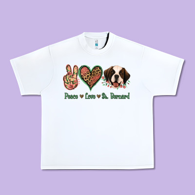 Peace Love St. Bernard Urban Heavy Tee Designed By Jasminsmagicworld