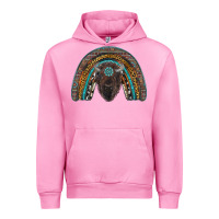 Fuchsia Pink western rainbow with bison Urban Hoodie - RanaPortraitStore