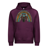 Mauve Wine western rainbow with bison Urban Hoodie - RanaPortraitStore