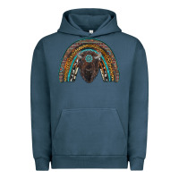 Pigment Midnight Navy western rainbow with bison Urban Hoodie - RanaPortraitStore