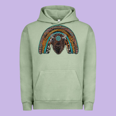 Western Rainbow With Bison Urban Hoodie Designed By Ranaportraitstore