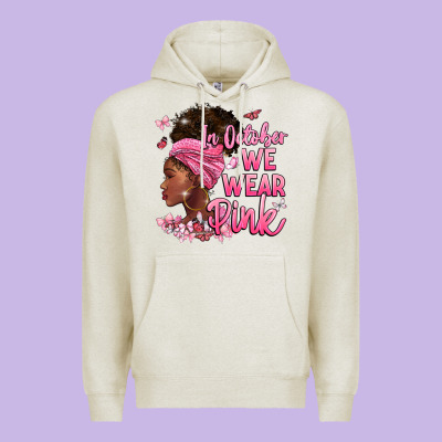 In October We Wear Pink Premium Hoodie Designed By Barkaloodesign