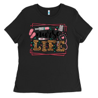 Black Nurse life leopard frame Ladies Tee - LillyAllenDesigns