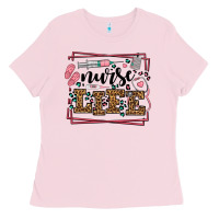 Bubblegum Pink Nurse life leopard frame Ladies Tee - LillyAllenDesigns